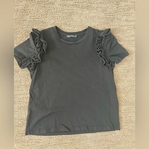 Zara - size small - Black ruffle sleeve t-shirt